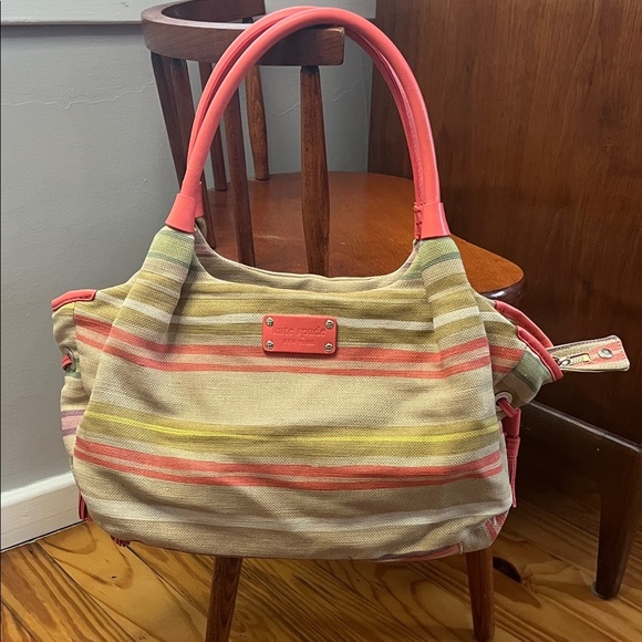 kate spade Handbags - Kate Spade Multi Color Striped Canvas Bag